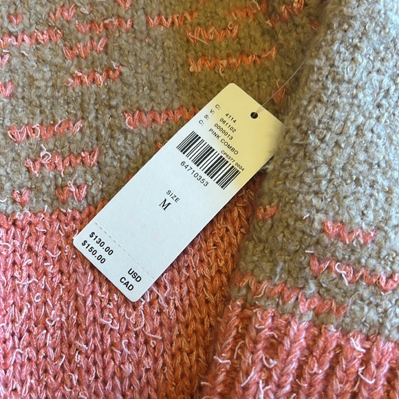Pilcro tunic sweater pink-orange tan size medium NWT - Picture 6 of 9